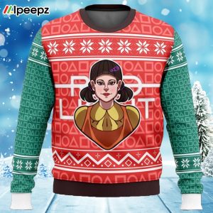 Squid Game Red Light Green Light Doll Ugly Christmas Sweater