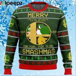 Super Smash Bros Merry Smashmas Premium Ugly Christmas Sweater