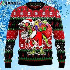 T Rex Santa Ugly Christmas Sweater