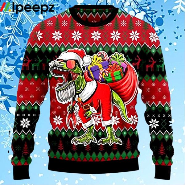 T Rex Santa Ugly Christmas Sweater