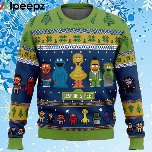 The Main Characters On Sesame Street Ugly Christmas Sweater