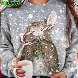 Womens Christmas Bunny Print Sweatshirt