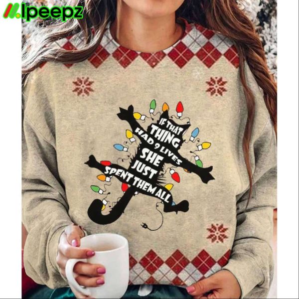 Womens Christmas Griswold Cat Print Sweatshirt