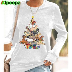 Womens Christmas Tree Horse Printed Casual Sweatshirt