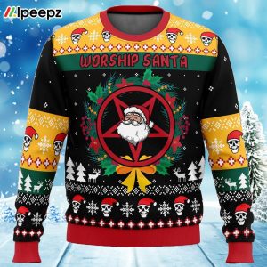 Worship Santa Ugly Christmas Sweater