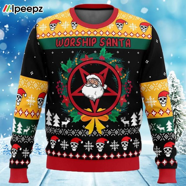 Worship Santa Ugly Christmas Sweater