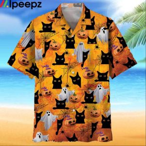 Black Cat Boo Halloween Hawaiian Shirt