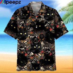 Black Cat Skeleton Hawaiian Shirt