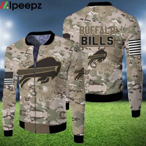 Buffalo Bills Camo Pattern 3d Jersey Fleece Bomber Jacket