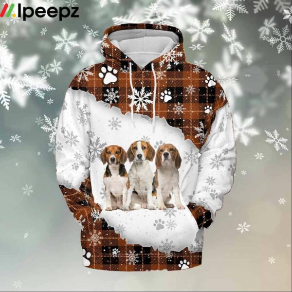 Christmas Beagle Paw Dog Breeds All Over Printed Hoodie