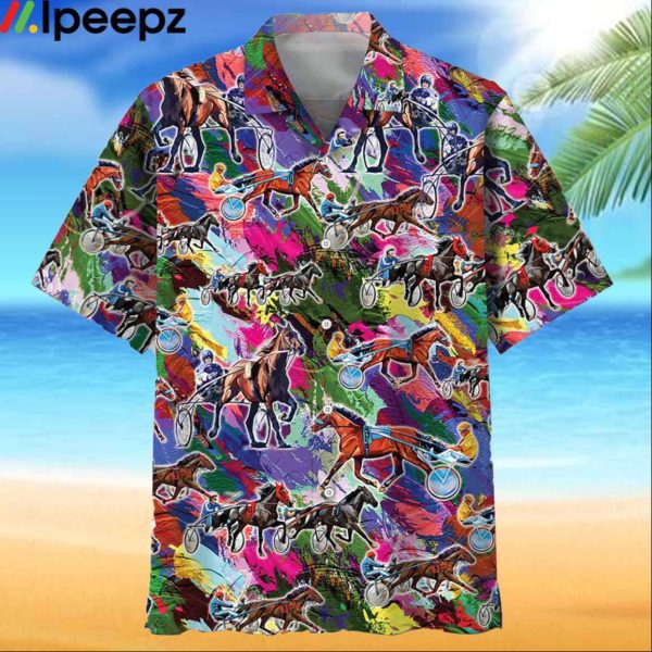 Colorful Horse Harness Racing Hawaiian Shirt