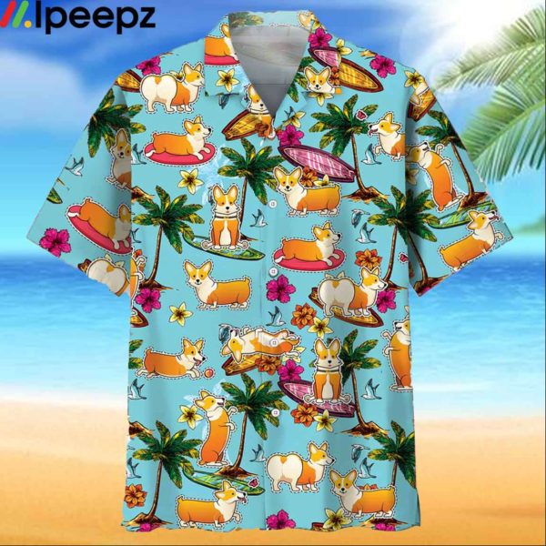 Corgi Beach Hawaiian Shirt