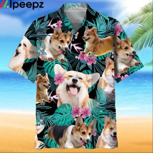 Corgi Tropical Flower Hawaiian Shirt