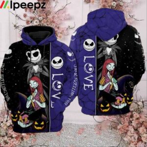 Jack Skellington Sally Love Over Print 3d Zip Hoodie