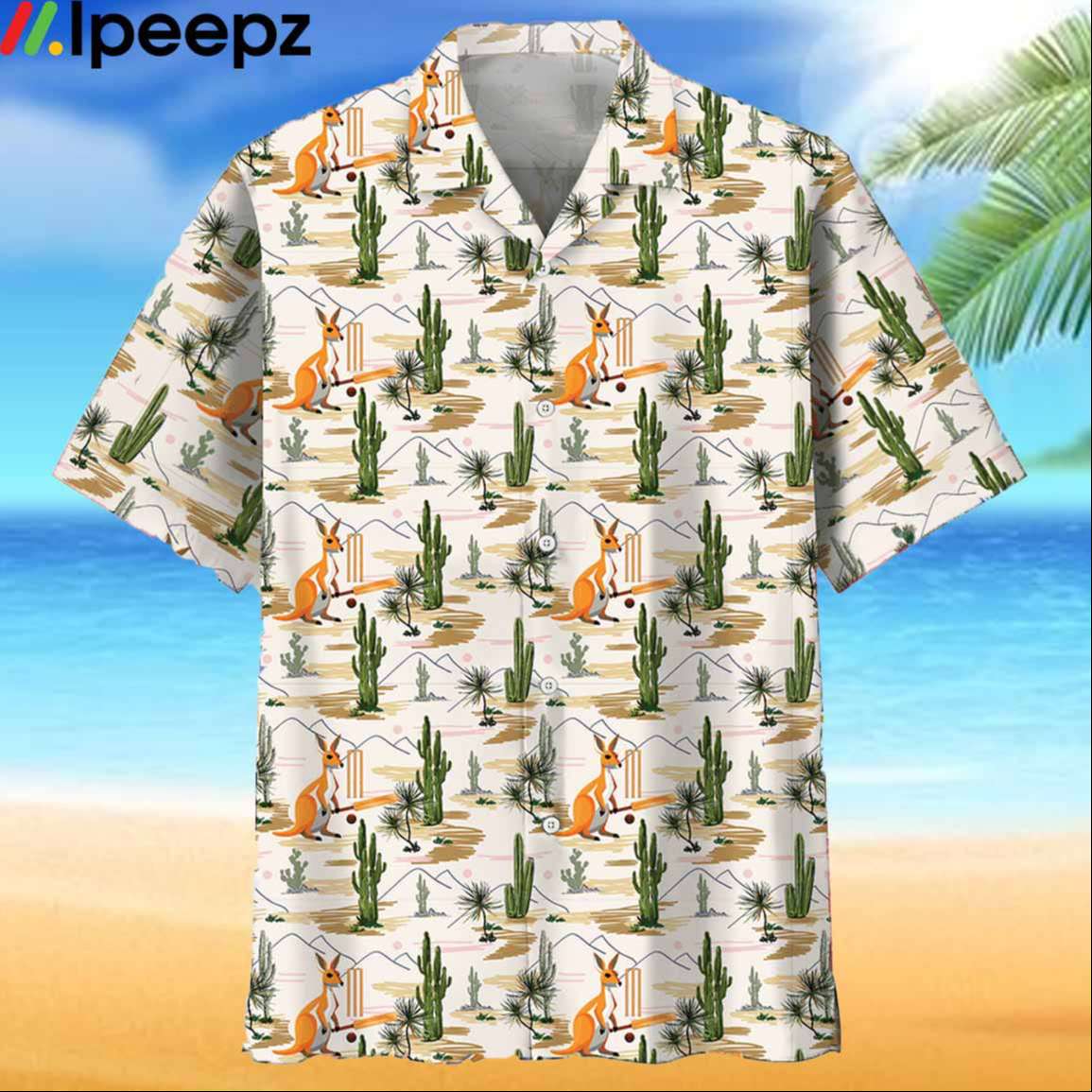 Kangaroo Cricket Hawaiian Shirt