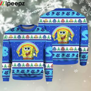 Rainbow SpongeBob Ugly Christmas Sweater