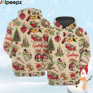 Retro Christmas Print Hoodie