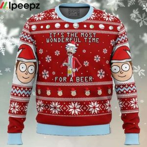 Rick and Morty Time for a Beer Ugly Christmas Sweater