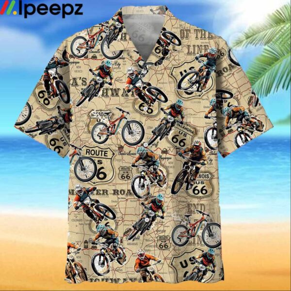 Route 66 Mountain Bike Racing Hawaiian Shirt
