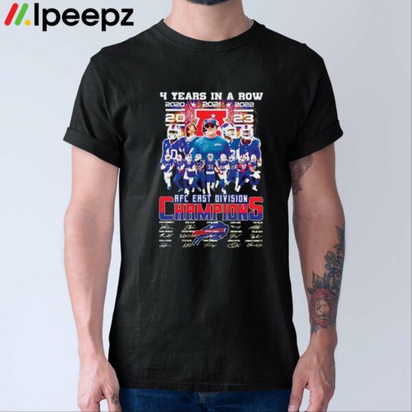 Bills 4 Years In A Row 2023 East Division Champions Signatures Shirt