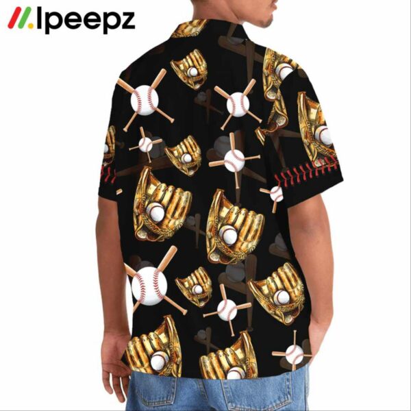 Black Vintage Baseball Gloves Hawaiian Shirt