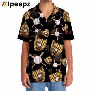 Black Vintage Baseball Gloves Hawaiian Shirt