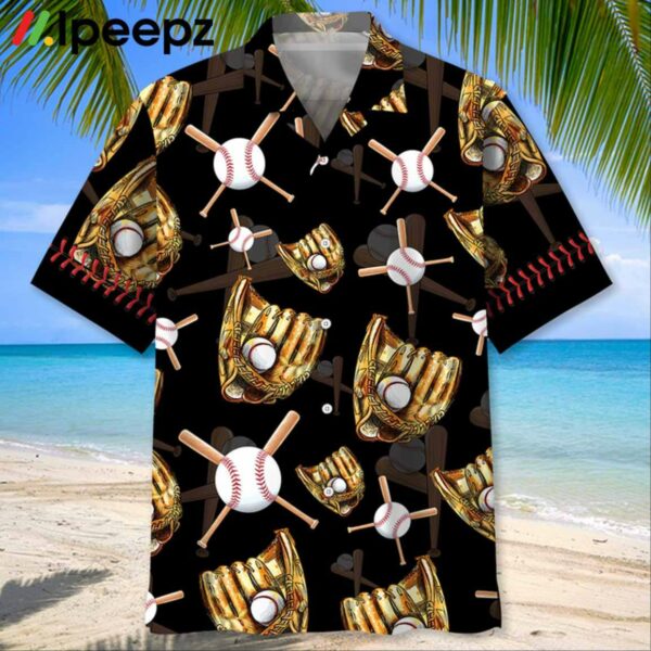 Black Vintage Baseball Gloves Hawaiian Shirt