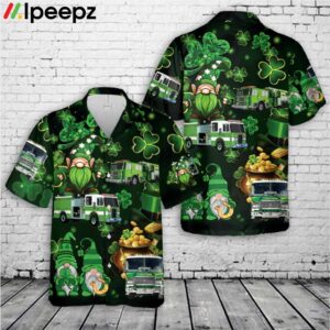 Green Fire Trucks Patrick’s Day Hawaiian Shirt