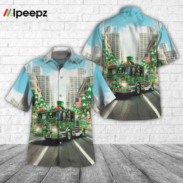 St. Patrick’s Day Fire Truck Hawaiian Shirt