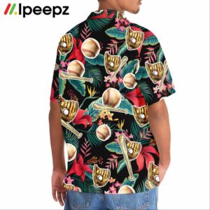 Tropical Flowers With Baseball Gloves Hawaiian Shirt