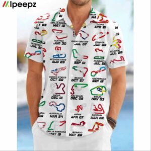 Calendar Formula Race Cars 2024 Hawaiian Shirt