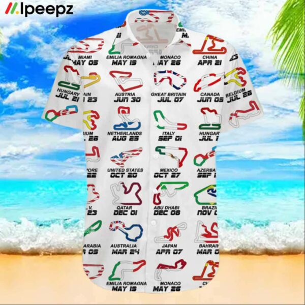 Calendar Formula Race Cars 2024 Hawaiian Shirt