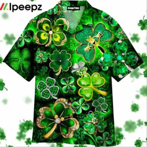 Happy St Patricks Day Clover Leaf Short Sleeve Hawaiian Shirt