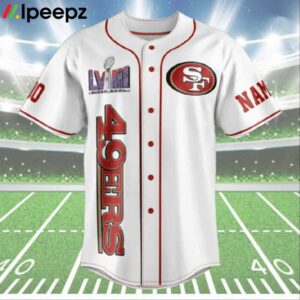SF 49ers Super Bowl LVIII Custom Name Baseball Jersey