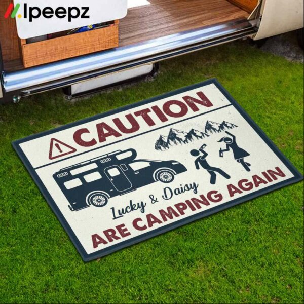 Caution Lucky And Daisy We Are Camping Again Doormat