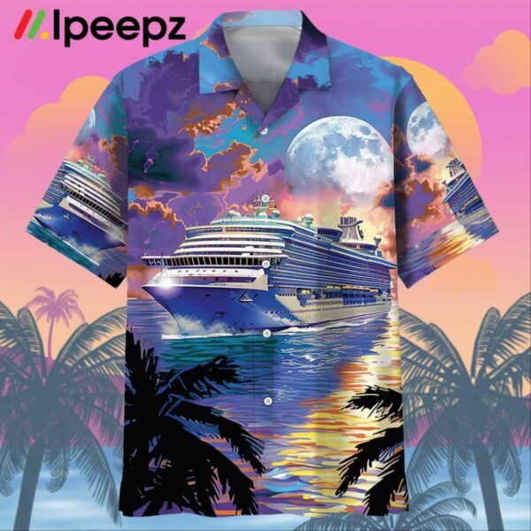 Cruise Ship Sun Set Art Hawaiian Shirt