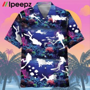 Diving With Neon Coral Ocean Hawaiian Shirt