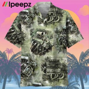 Drag Racing Engine Hawaiian Shirt