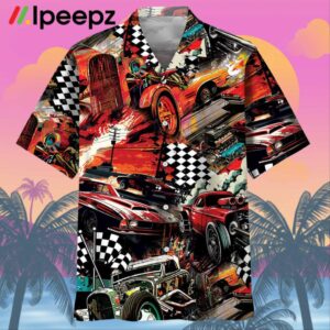 Drag Racing Retro Red Hawaiian Shirt