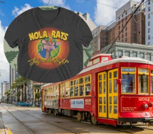 Fresh Dirty Coast tee playfully nods to cannabis loving rodents at NOPD headquarters