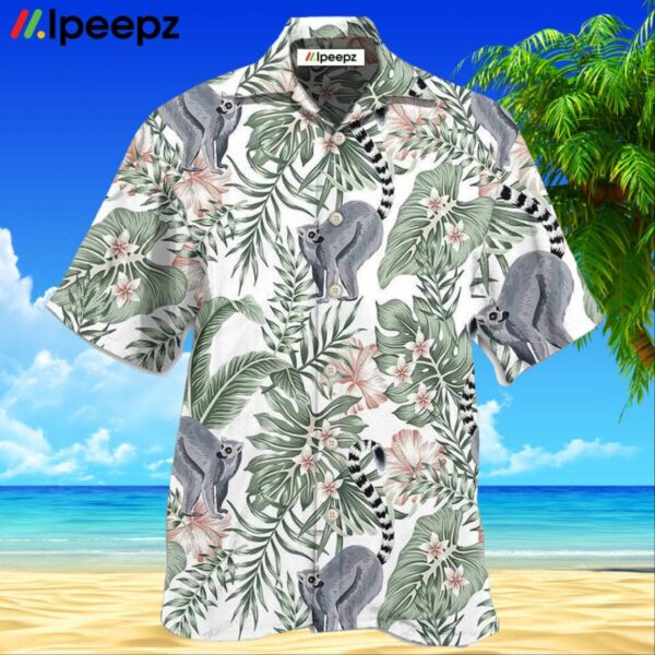 Lemur And Tropical Leaf Hawaiian Shirt