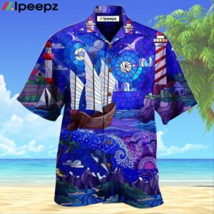 Lighthouse Stained Glass Hawaiian Shirt