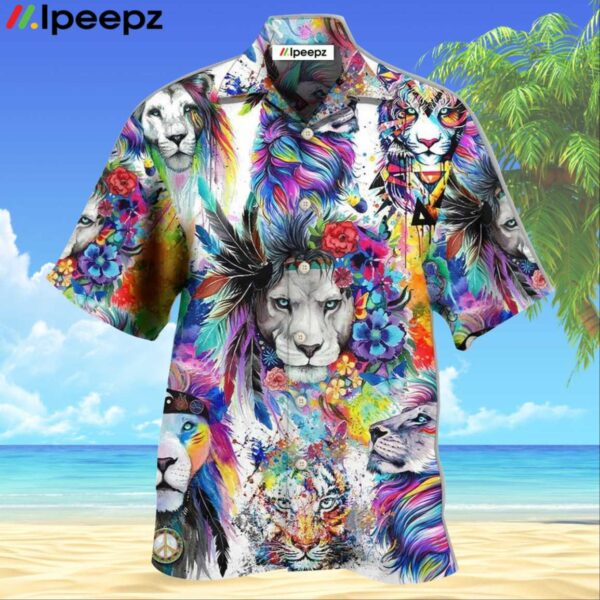 Lion Colorful Painting Hawaiian Shirt