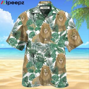 Lion So Cute With Tropical Leaf Hawaiian Shirt