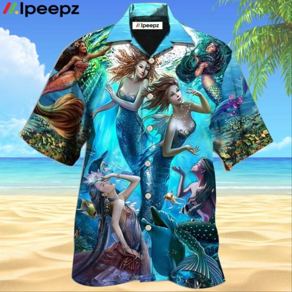 Mermaid Dolphin Fresh Blue Ocean Awesome Hawaiian Shirt