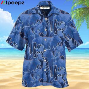 Moose Blue Beautiful Moose Awesome Hawaiian Shirt