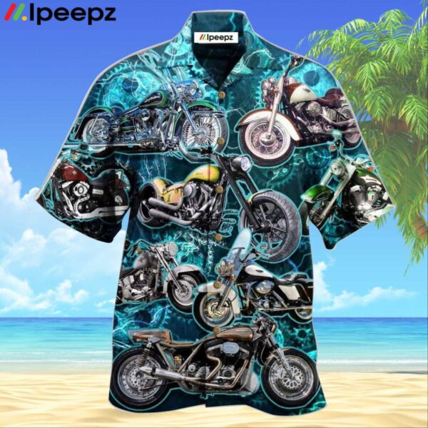 Motorcycle Love Life Blue Awesome Hawaiian Shirt