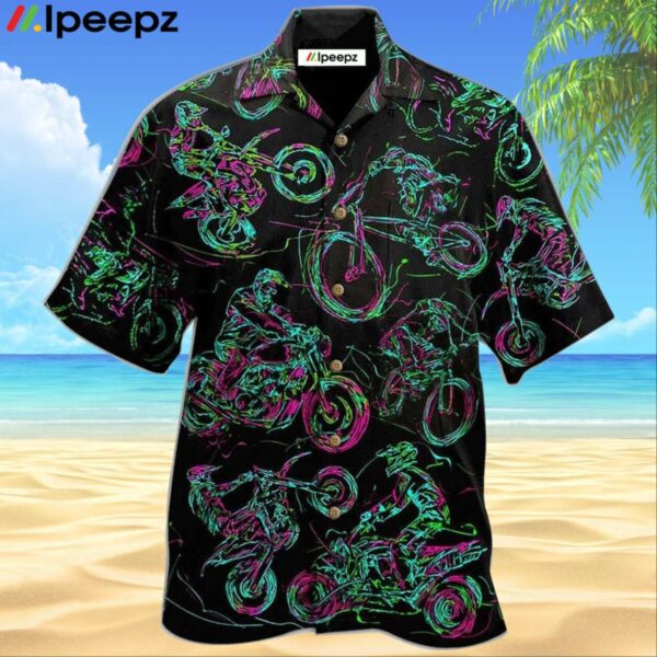 Motorcycle Lover Neon Light Awesome Hawaiian Shirt