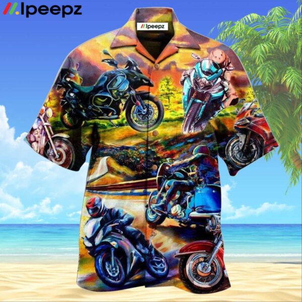 Motorcycle Under The Sunset Romantic Hawaiian Shirt