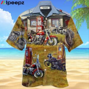 Motorcycle Vintage Shop Grass Hawaiian Shirt